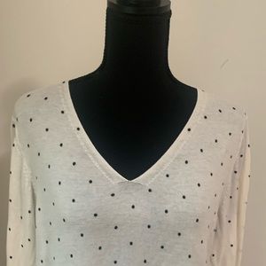 Loft lightweight v-neck polka dot sweater. Size L